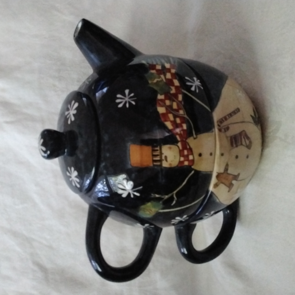 Susan Winget Snowman 3 piece stackable teapot and cup